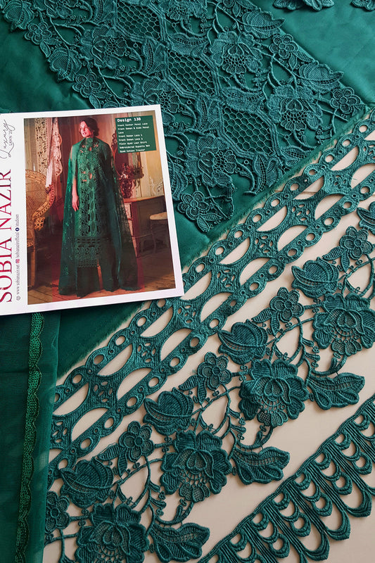 Bottle Green Embroidered Lawn Suit