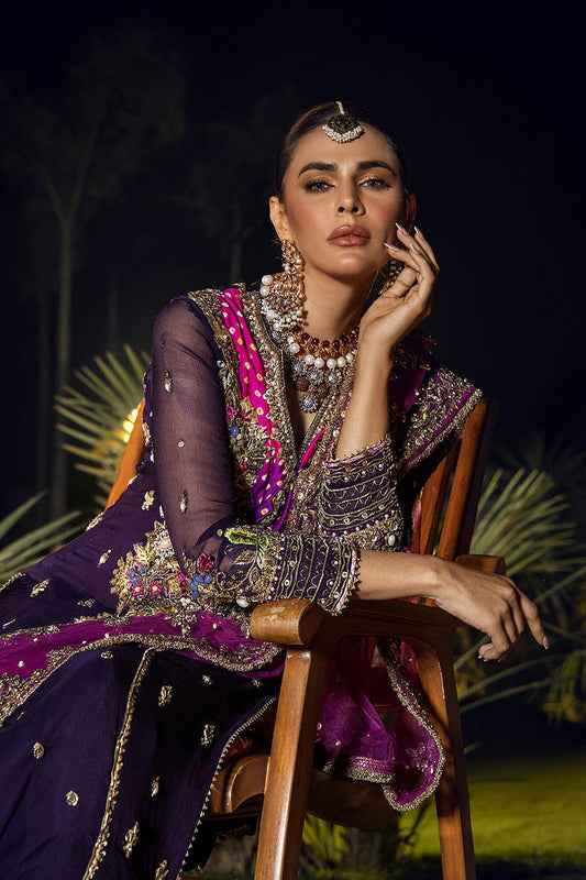 Hand Embroidered Pure Crinkle Chiffon + Pure Raw Silk Chunnari Suit