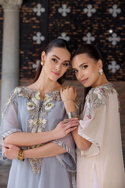 Hand Embroidered Pale Pink Suit with 3D Work