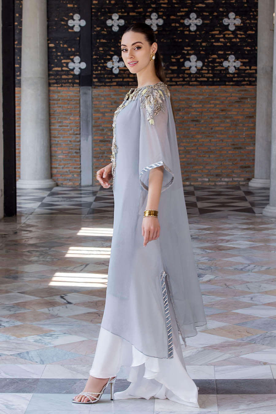 Light Purple 2pc Suit with 3D Work