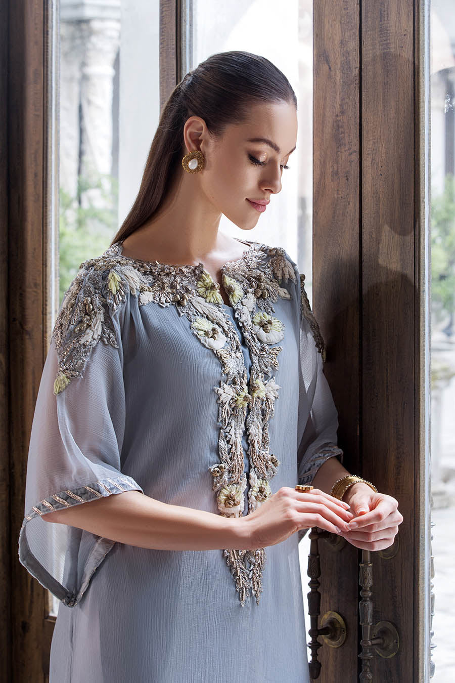 Light Purple 2pc Suit with 3D Work