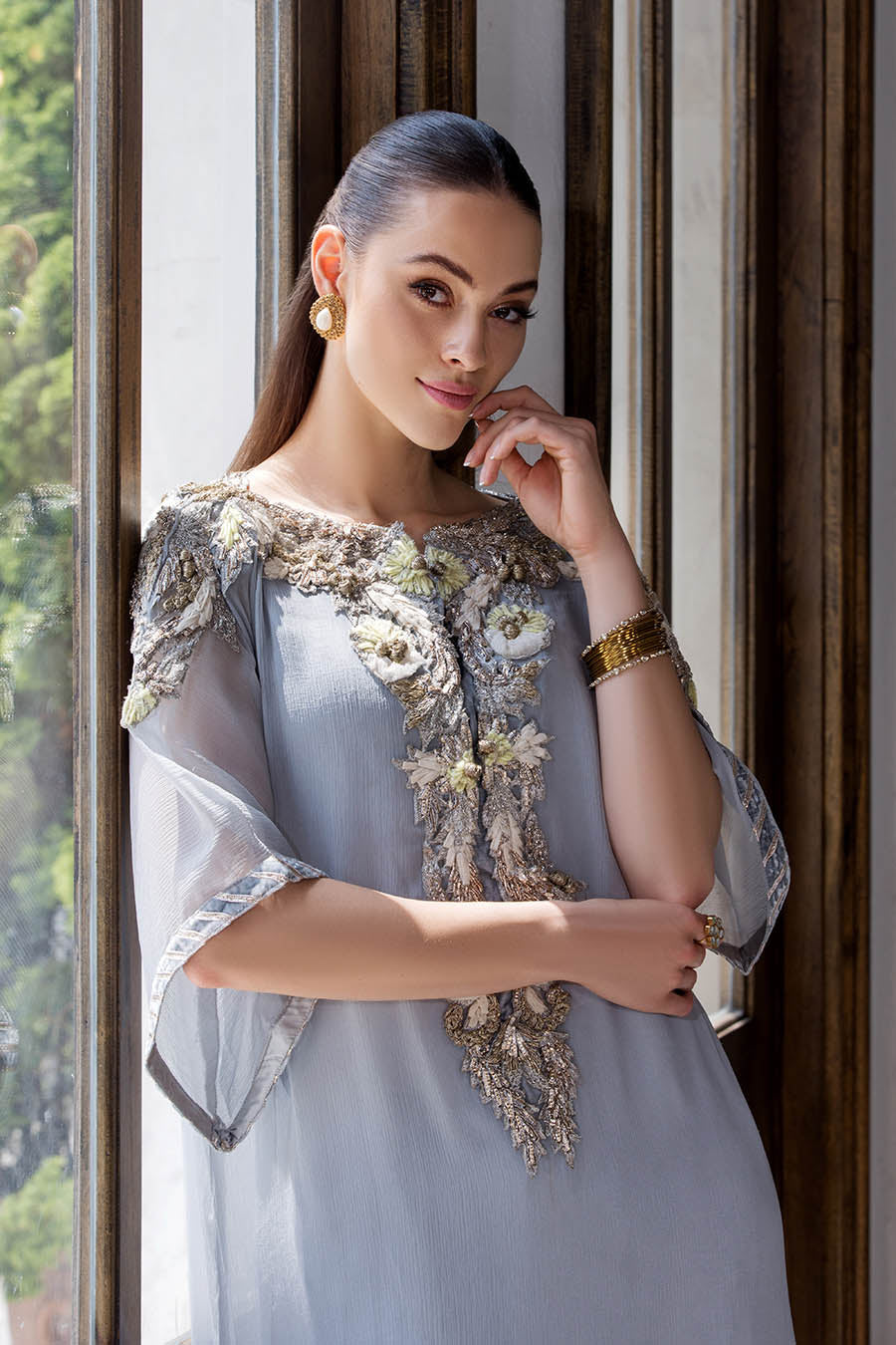 Light Purple 2pc Suit with 3D Work