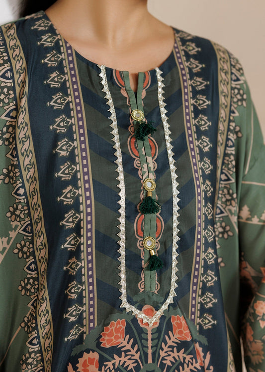 Mohagni Avocado Green Kaftan Gown Online in KSA Riyadh Saudi Arabia Oman Bahrain Qatar