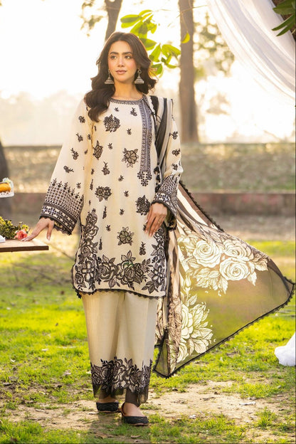 Monochrome Cotton Chikankari Salwar Suit Online in Dubai UAE Abudhabi Ajman Sharjah