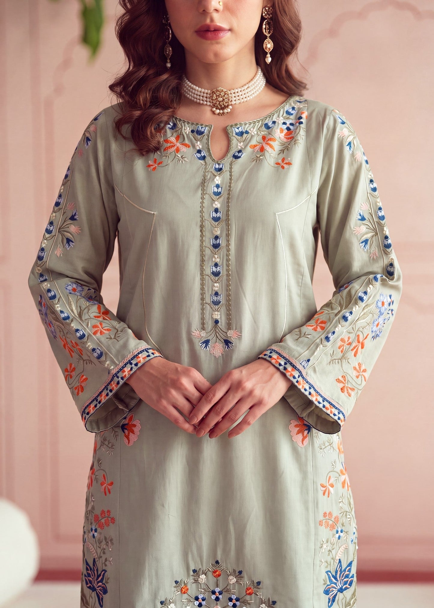 Moss Green Lawn Kurti Suit Online in Sri Lanka India Australia