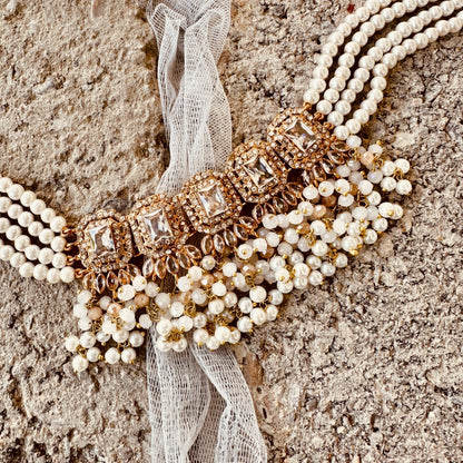 Mughal Inspired White Metal Jewellery Set Online in UK USA Canada
