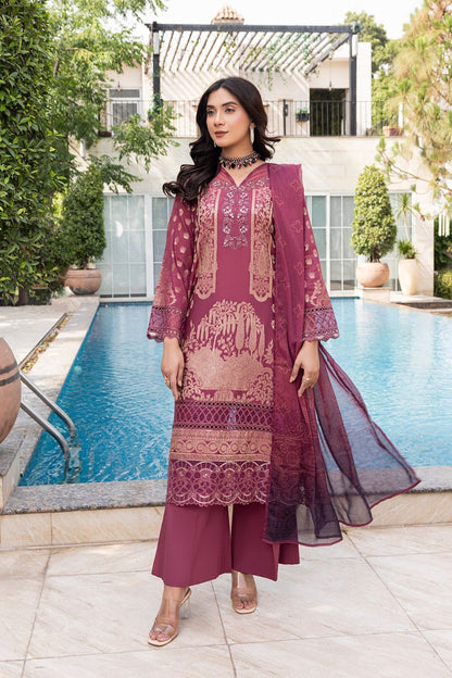 Mulberry Embroidered Jacquard Partywear Suit Online in Dubai UAE Abudhabi Ajman Sharjah
