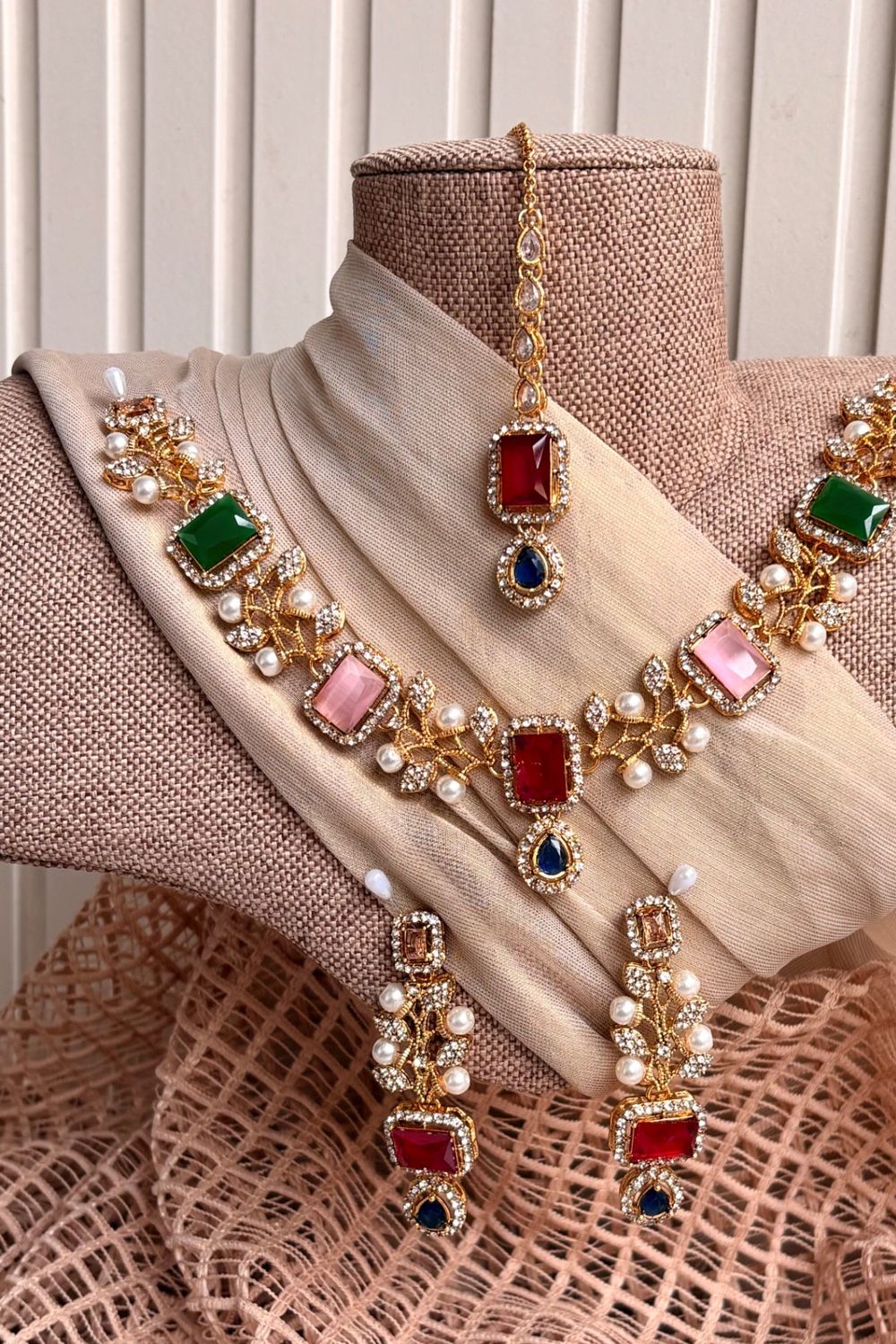 Multi Celeste Shine Gold Plated Necklace Set Online in Dubai UAE Abudhabi Ajman Sharjah