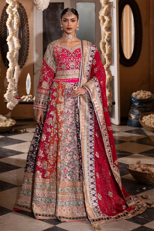 Multi Charmuse Flared Lehenga Suit Online in Dubai UAE Abudhabi Ajman Sharjah