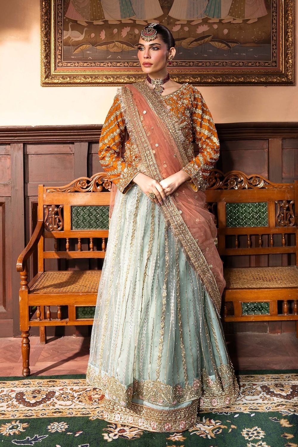 Multi Chiffon Floral Lehenga Choli Online in Dubai UAE Abudhabi Ajman Sharjah