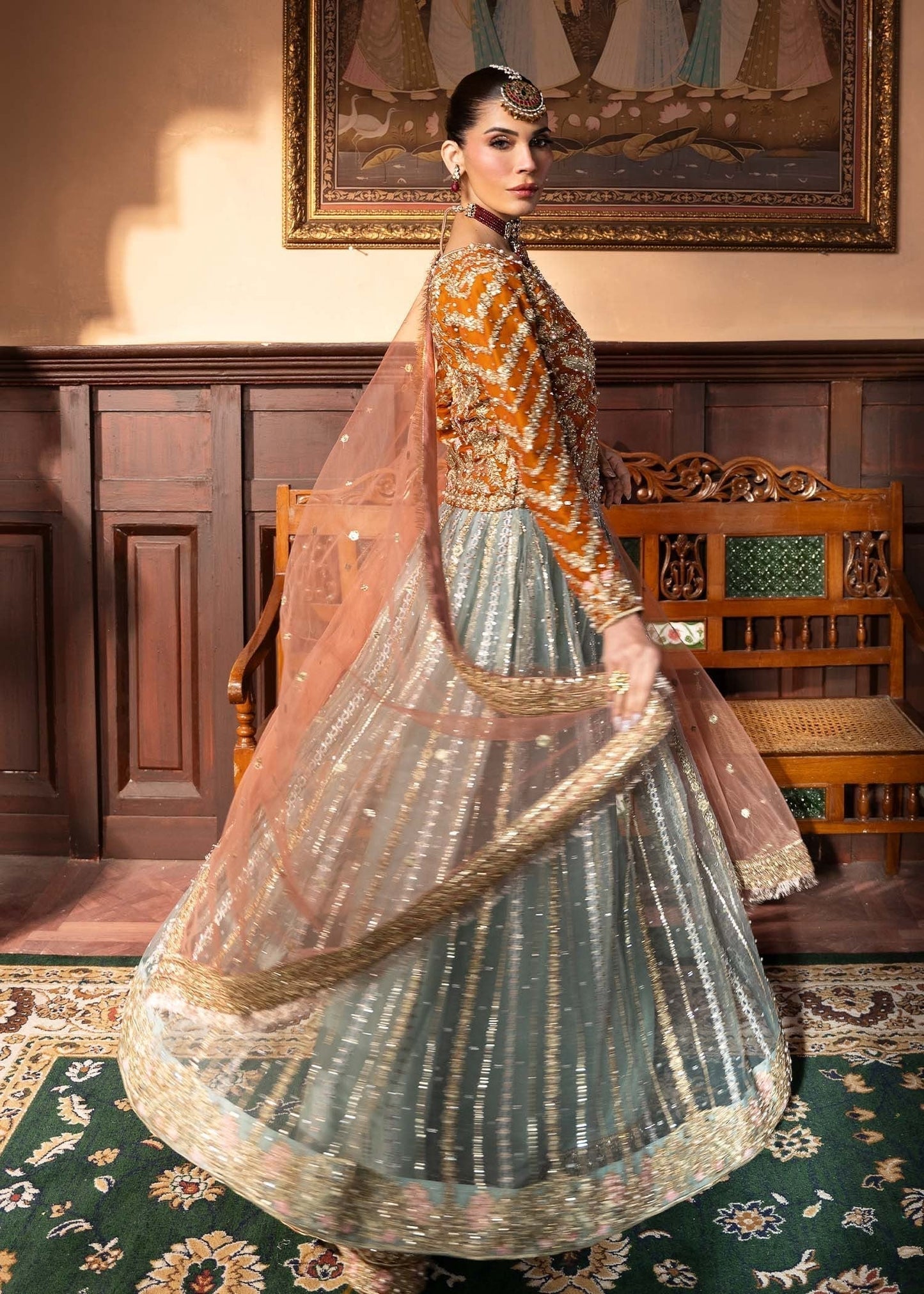 Multi Color Chiffon Wedding Wear Suit Online in Dubai DXB UAE Abudhabi Meena Bazaar
