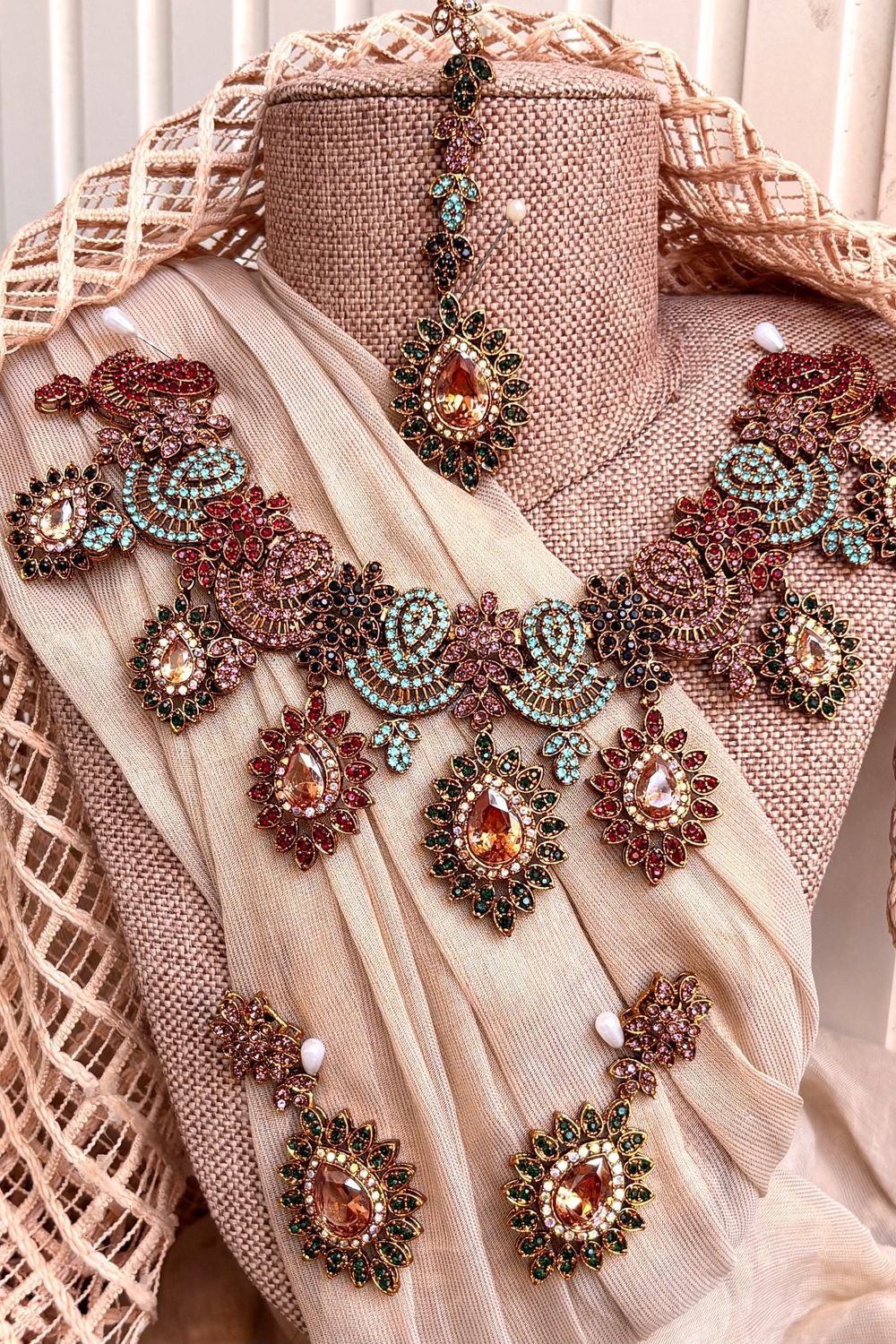 Multi Color Crystal Stone Jewellery Set Online in Dubai UAE Abudhabi Ajman Sharjah