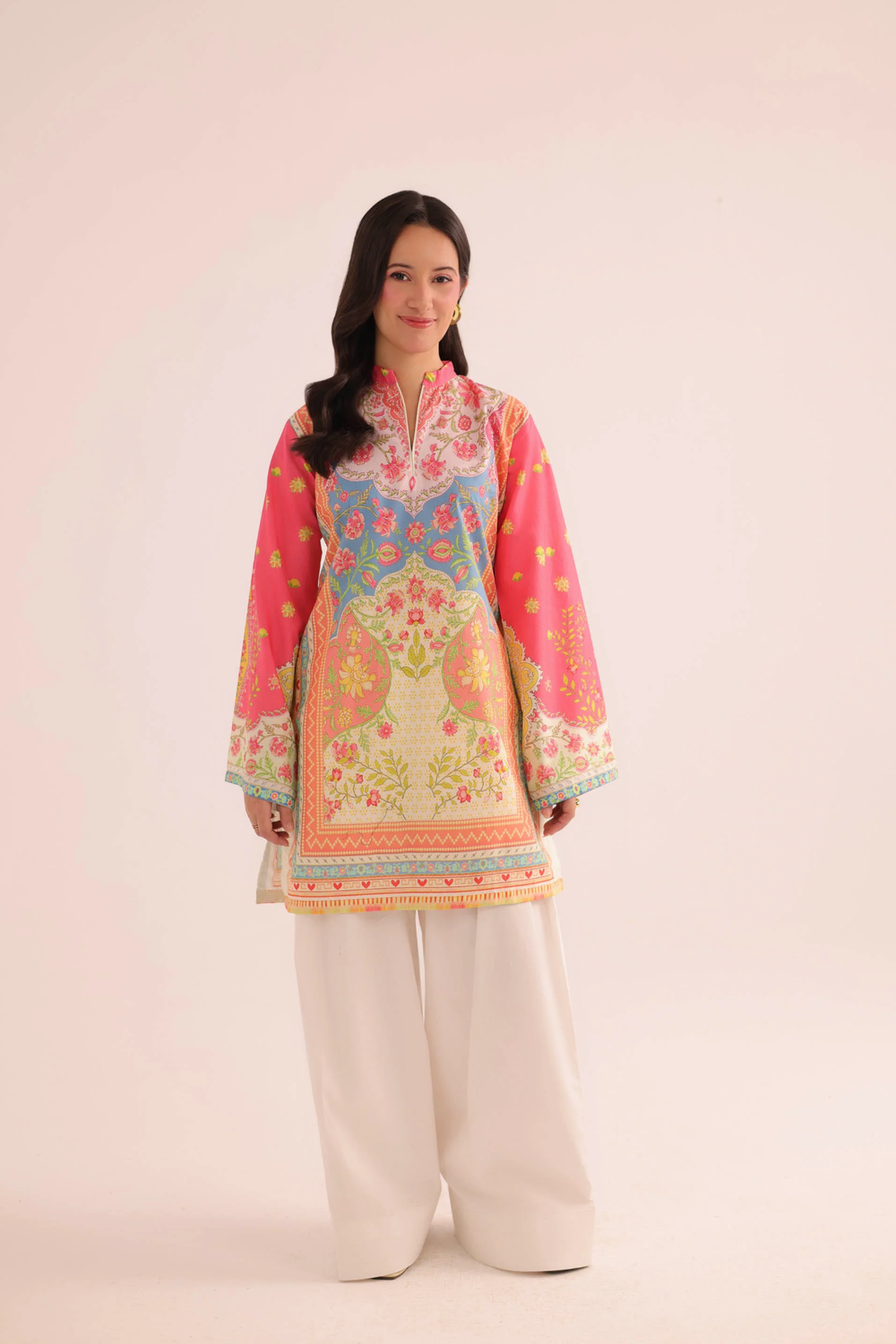 Multi Color Digital Print Poly Lawn Suit Online in Dubai UAE Abudhabi Ajman Sharjah