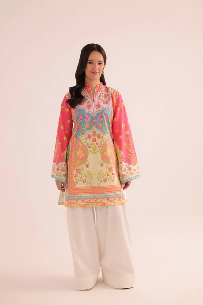 Multi Color Digital Print Poly Lawn Suit Online in Dubai UAE Abudhabi Ajman Sharjah