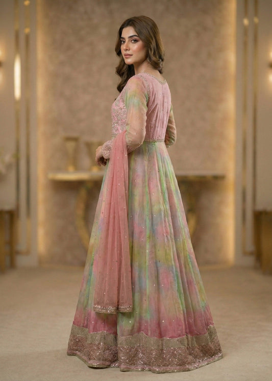 Multi Color Embroidered Chiffon Pakistani Dress Online in Dubai DXB UAE Abudhabi Meena Bazaar