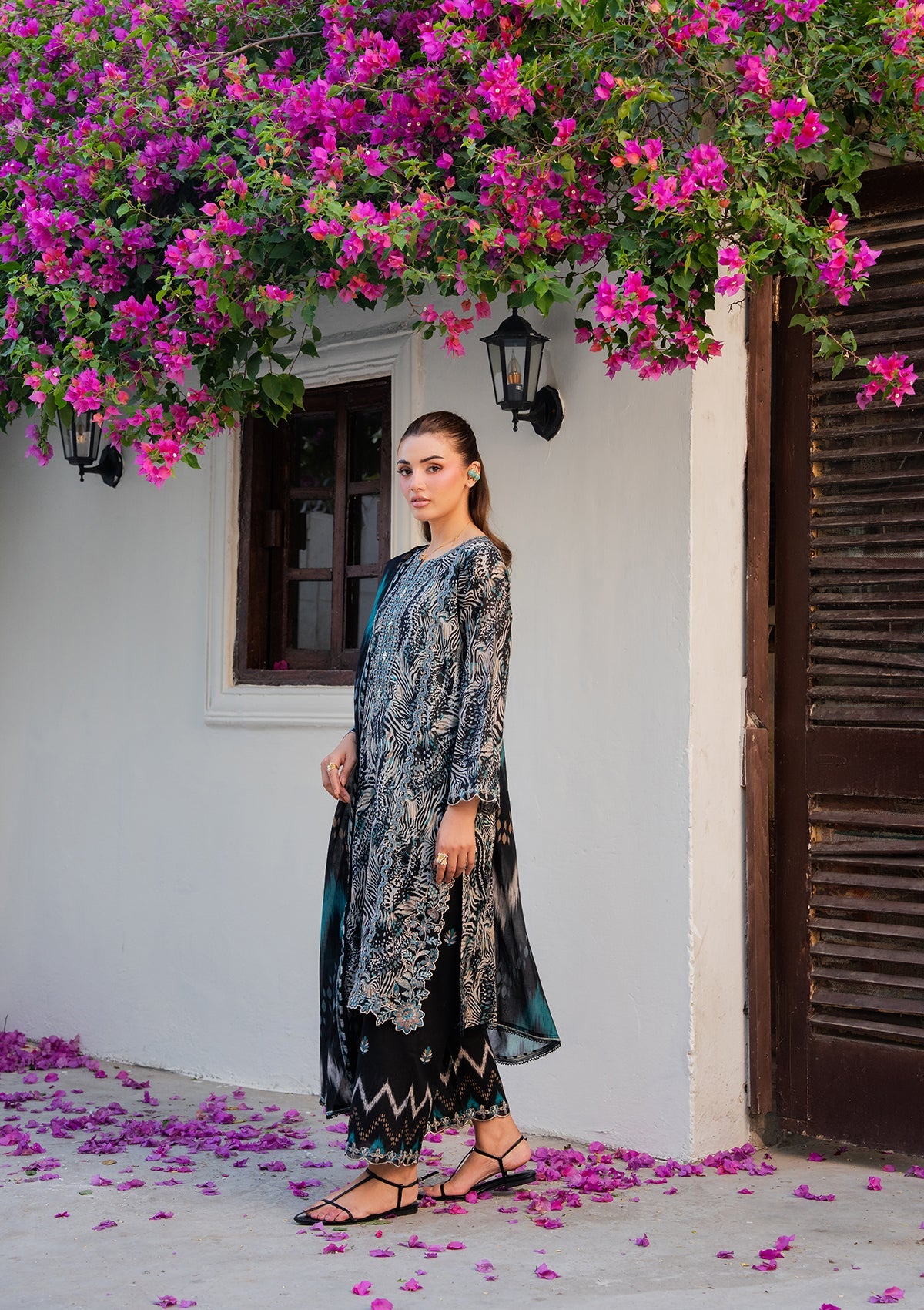 Multi Color Embroidered Lawn Dress Material Online in Dubai DXB UAE Abudhabi Meena Bazaar