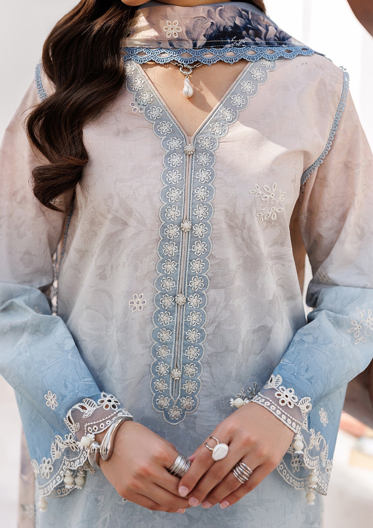 Multi Color Embroidered Lawn Suit Online in Dubai UAE Abudhabi Ajman Sharjah