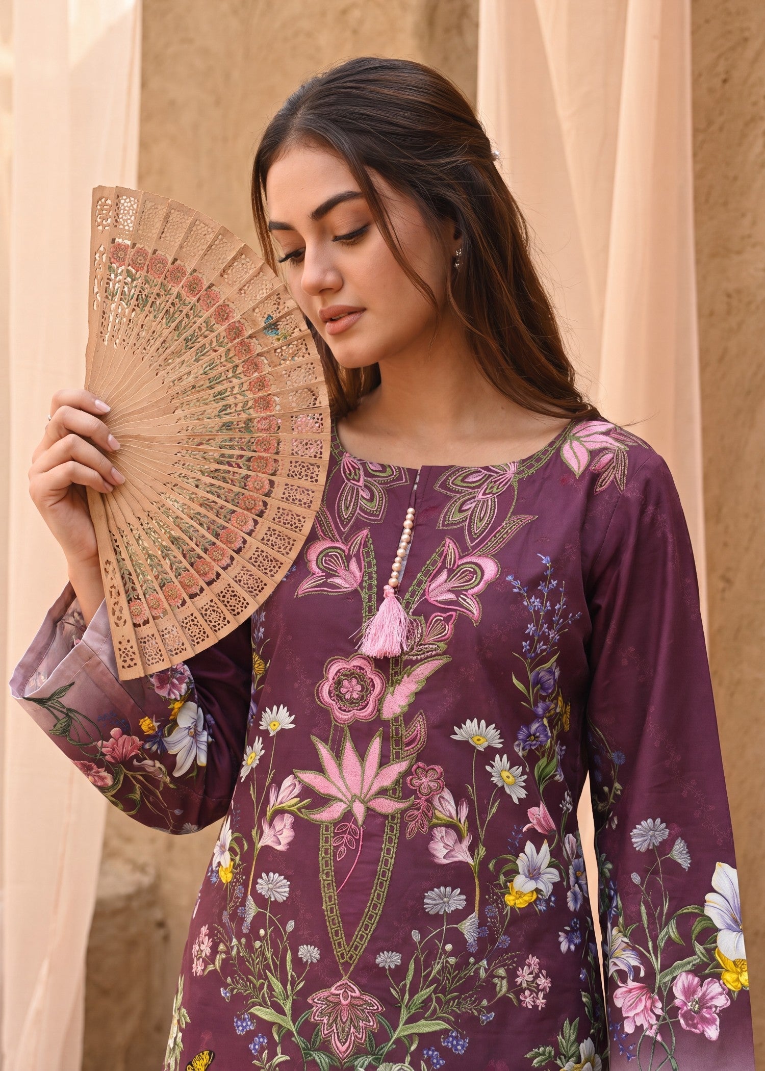 Multi Color Embroidered Lawn Suit Online in Dubai UAE Abudhabi Ajman Sharjah