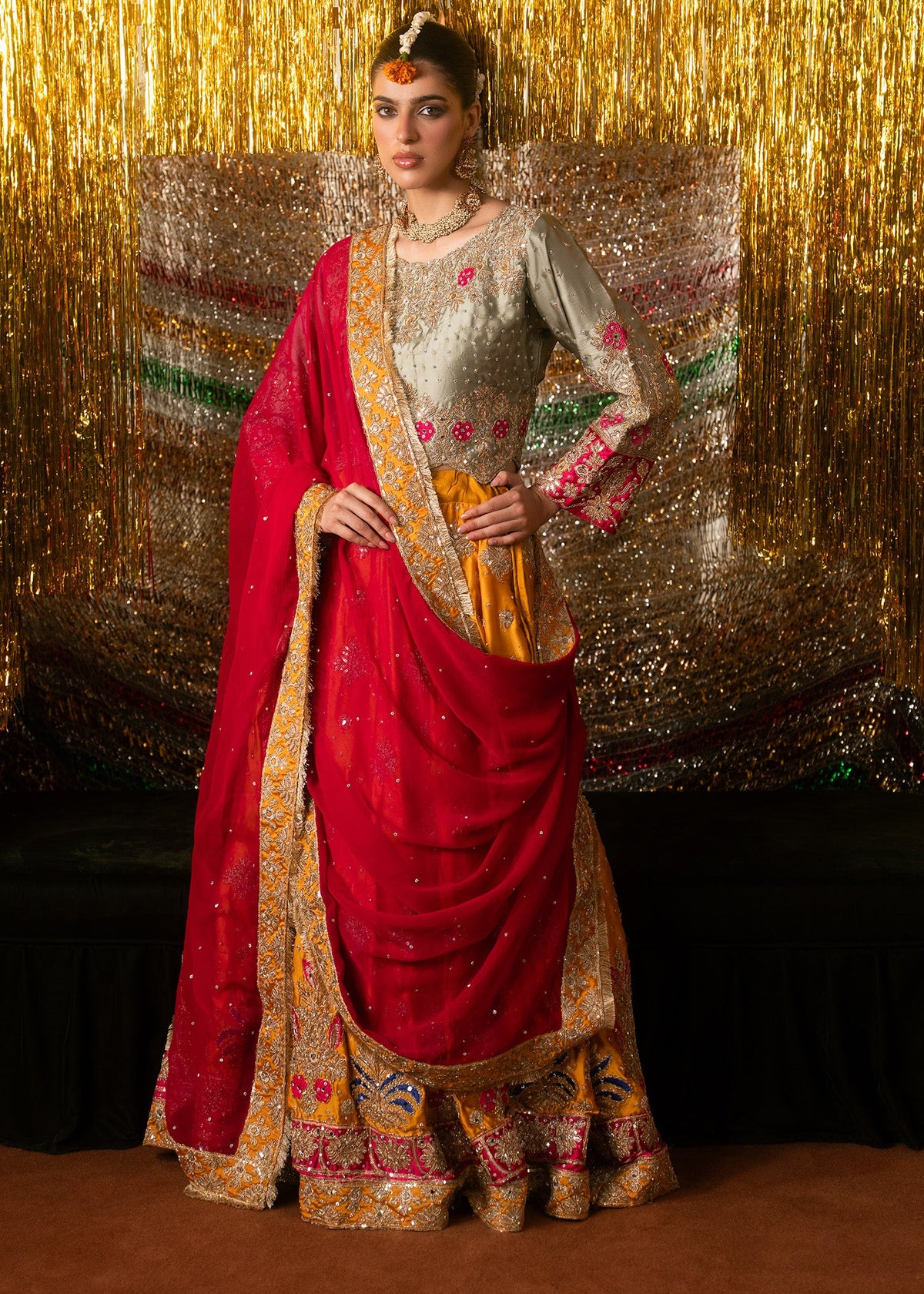 Multi Color Embroidered Lehenga Choli Set Online in Dubai DXB UAE Abudhabi Meena Bazaar