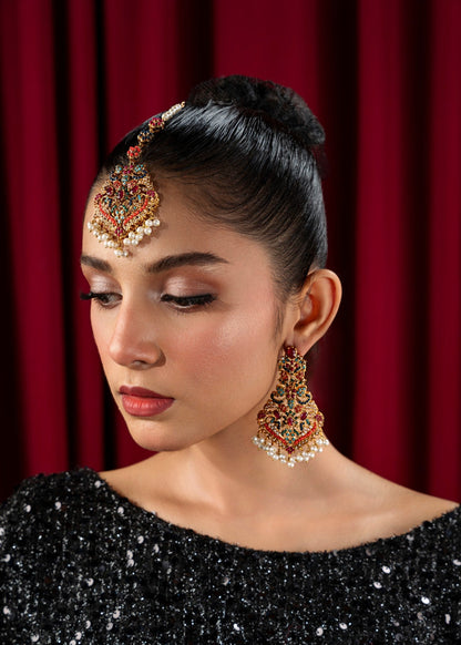 Multi Color Gemstone Bridal Jewellery Set Online in KSA Riyadh Saudi Arabia Oman Bahrain Qatar
