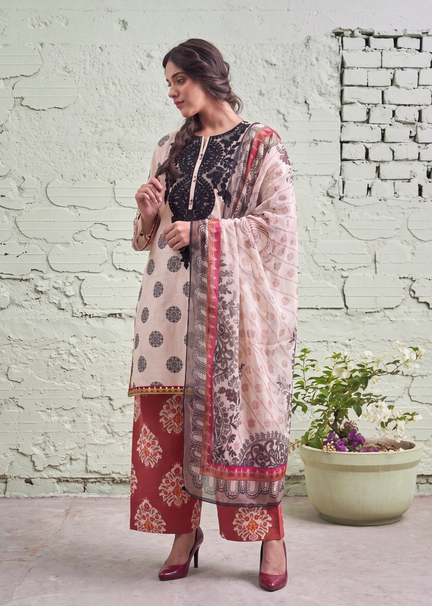 Multi Color Lawn Embroidered Suit Online in Dubai DXB UAE Abudhabi Meena Bazaar