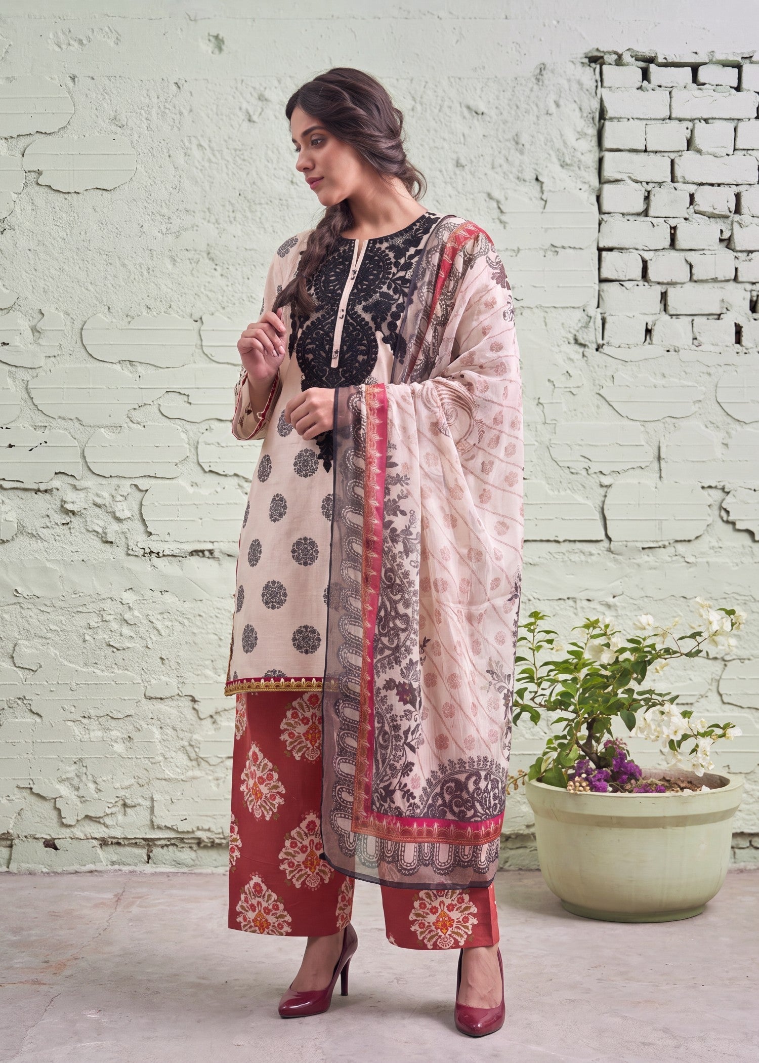 Multi Color Lawn Embroidered Suit Online in Dubai DXB UAE Abudhabi Meena Bazaar