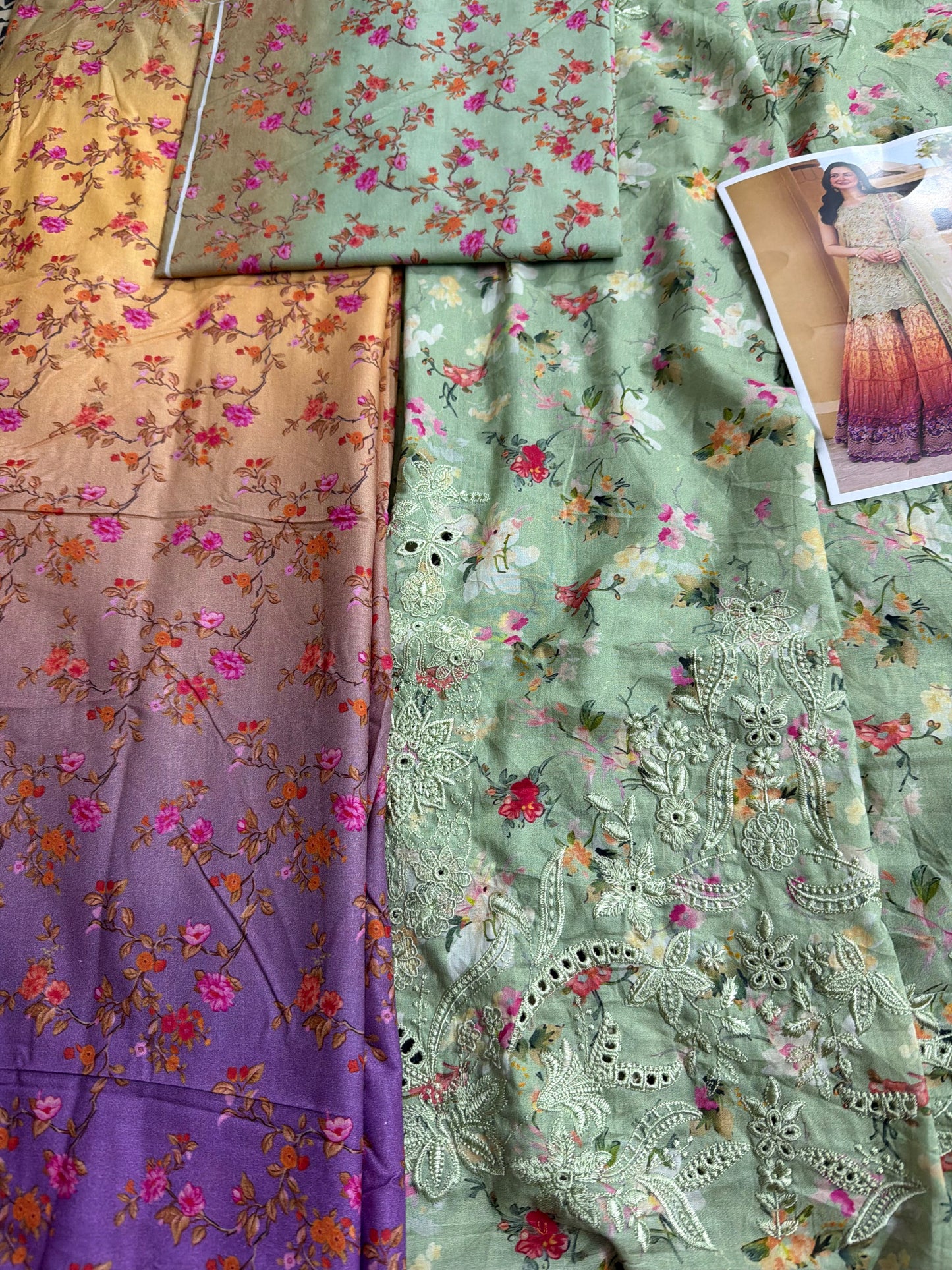 Multi Color Lawn Unstitched Dress Online in Sri Lanka India Australia