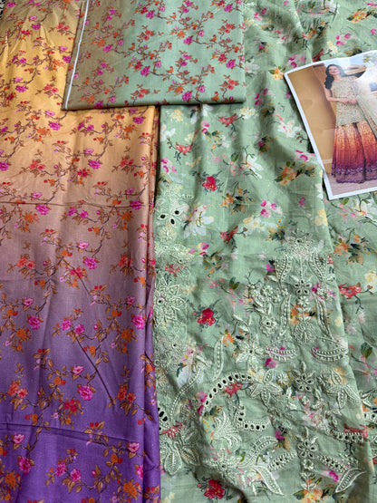 Multi Color Lawn Unstitched Dress Online in Sri Lanka India Australia