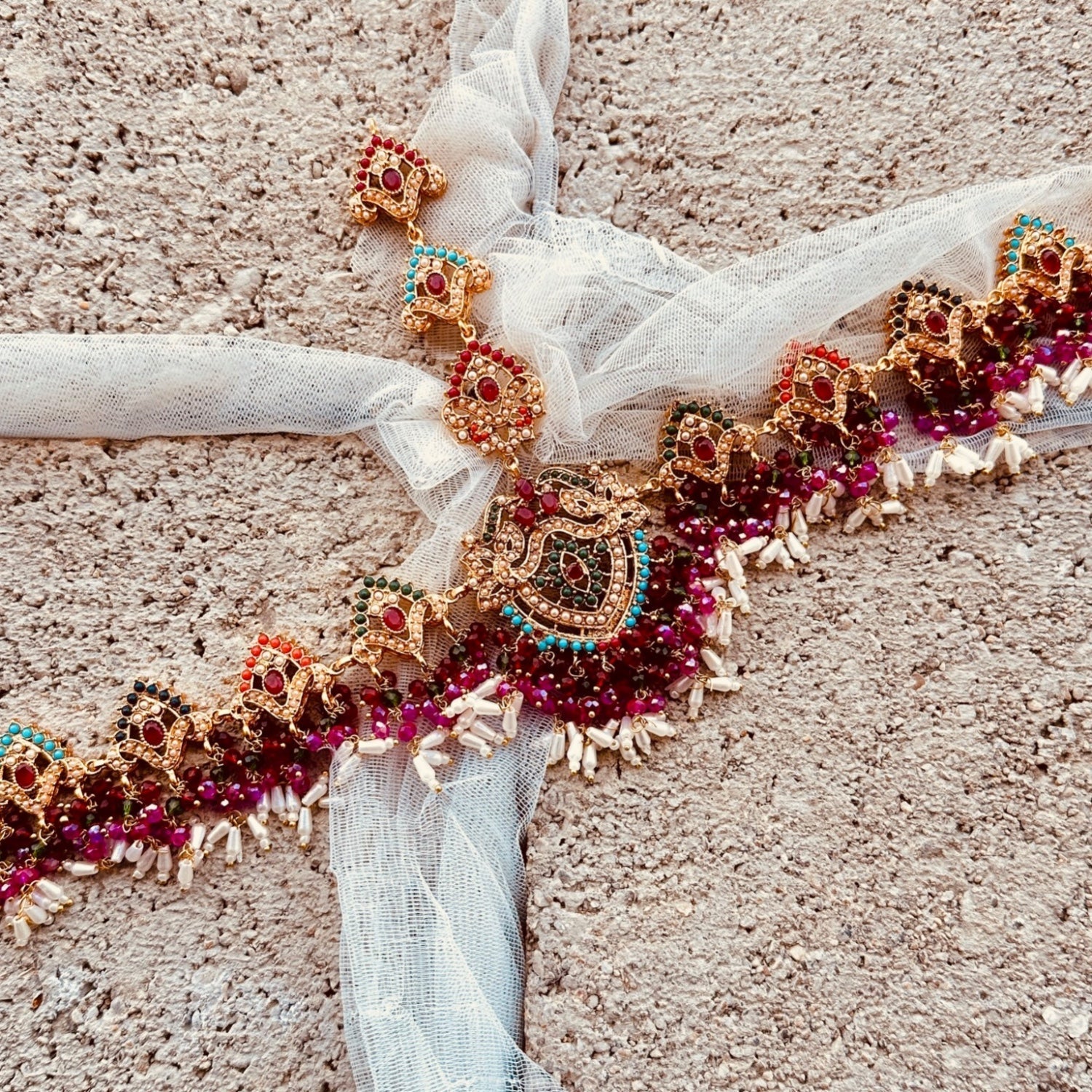 Multi Color Maatha Pati Wedding Headpiece Online in KSA Riyadh Saudi Arabia Oman Bahrain Qatar