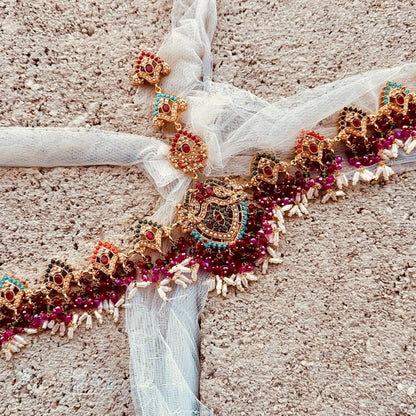 Multi Color Maatha Pati Wedding Headpiece Online in KSA Riyadh Saudi Arabia Oman Bahrain Qatar
