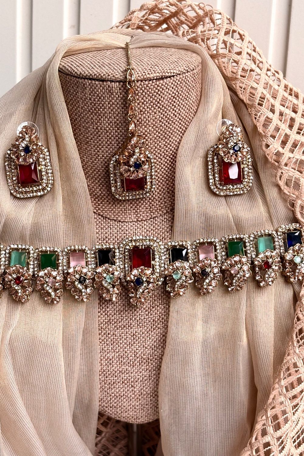Multi Color Metal Choker Necklace Set Online in Dubai UAE Abudhabi Ajman Sharjah
