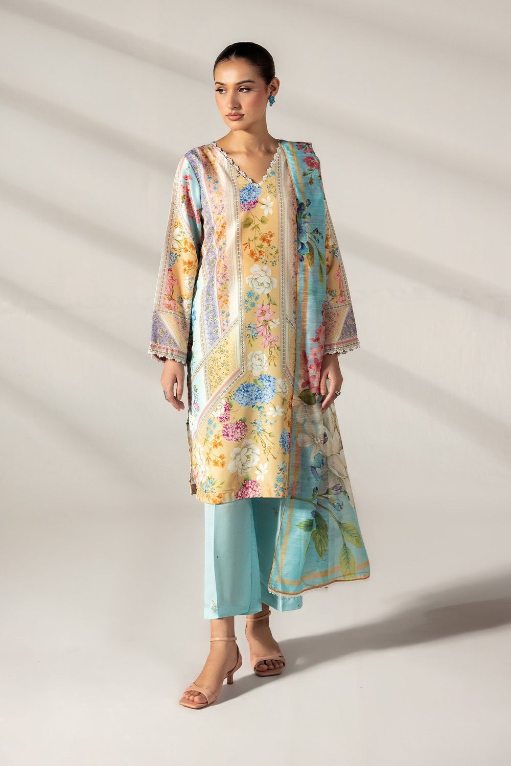Multi Color Printed Silk Finish Lawn Suit Online in Dubai UAE Abudhabi Ajman Sharjah