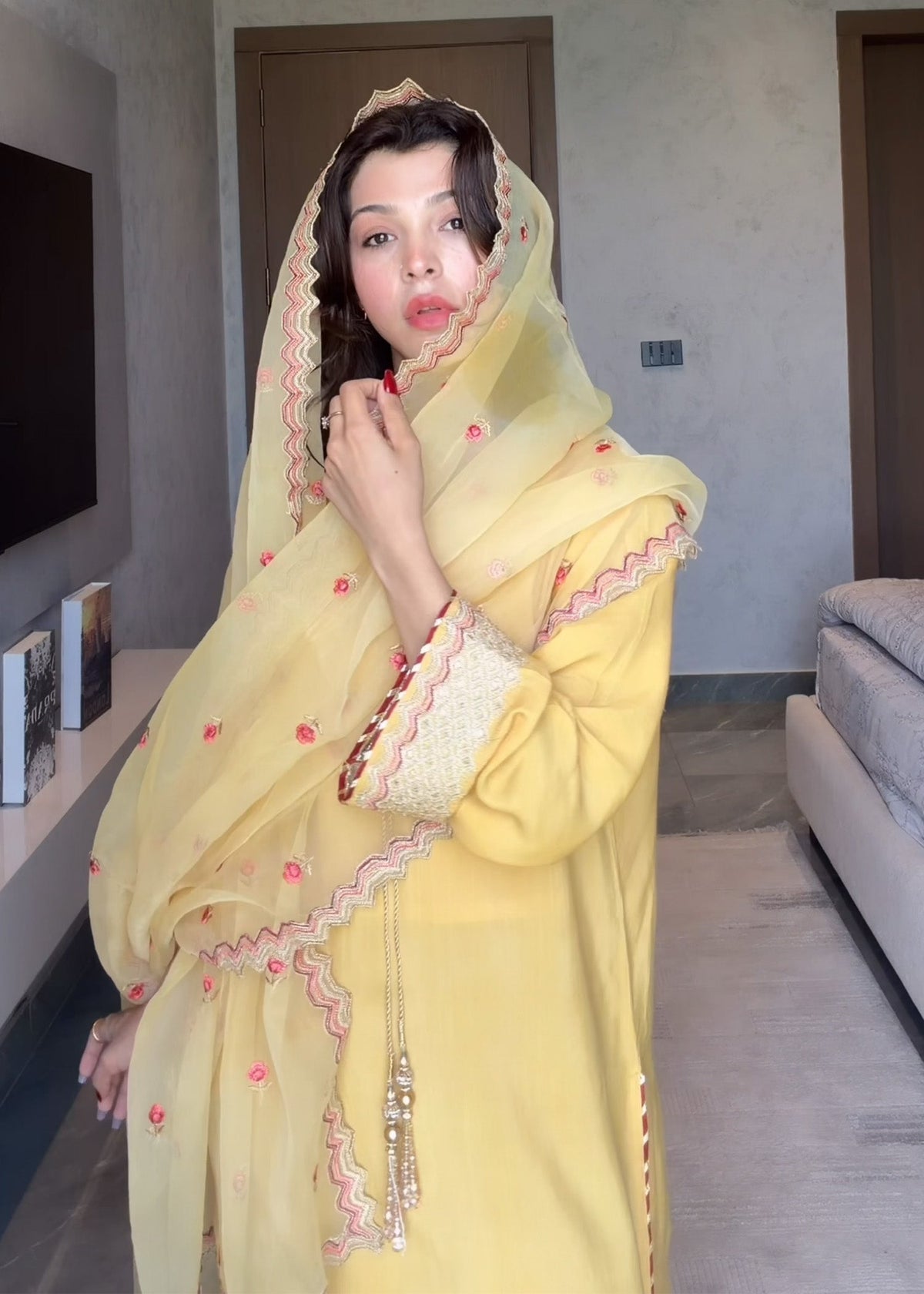 Multi Color Raw Silk Farshi Shalwar with Sequence Dupatta Online in UK USA Canada