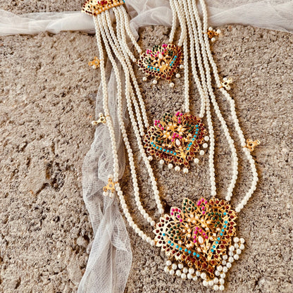 Multi-Color Stone Bridal Malaa and Choker Set Online in Sri Lanka India Australia
