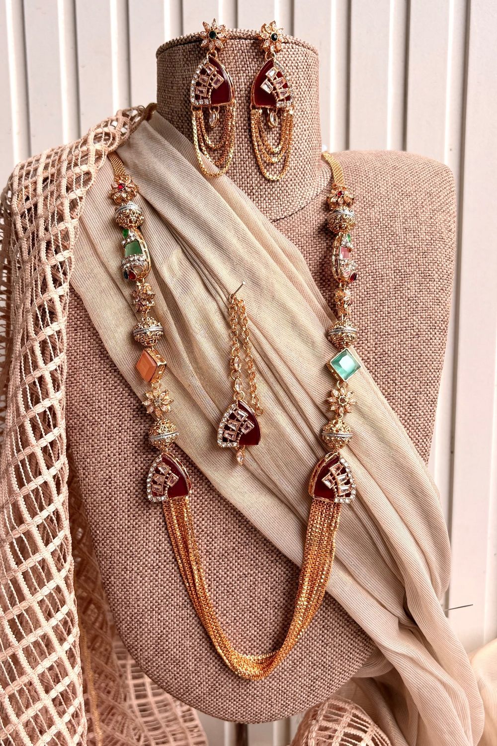 Multi Color Stone Work Turkish Malaa Jewellery Set Online in Dubai UAE Abudhabi Ajman Sharjah