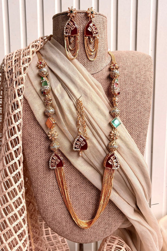 Multi Color Stone Work Turkish Malaa Jewellery Set Online in Dubai UAE Abudhabi Ajman Sharjah