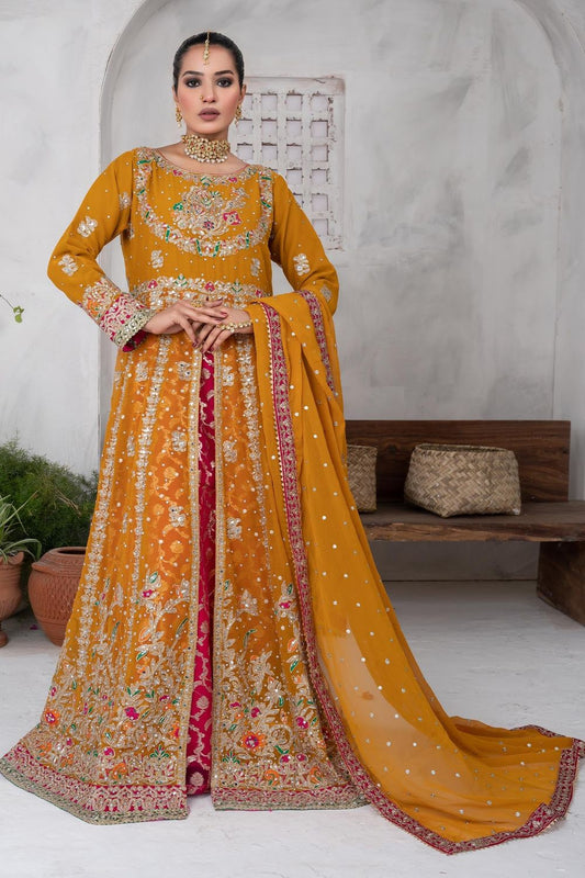 Multi Colored Embellished Chiffon Partywear Suit Online in Dubai UAE Abudhabi Ajman Sharjah