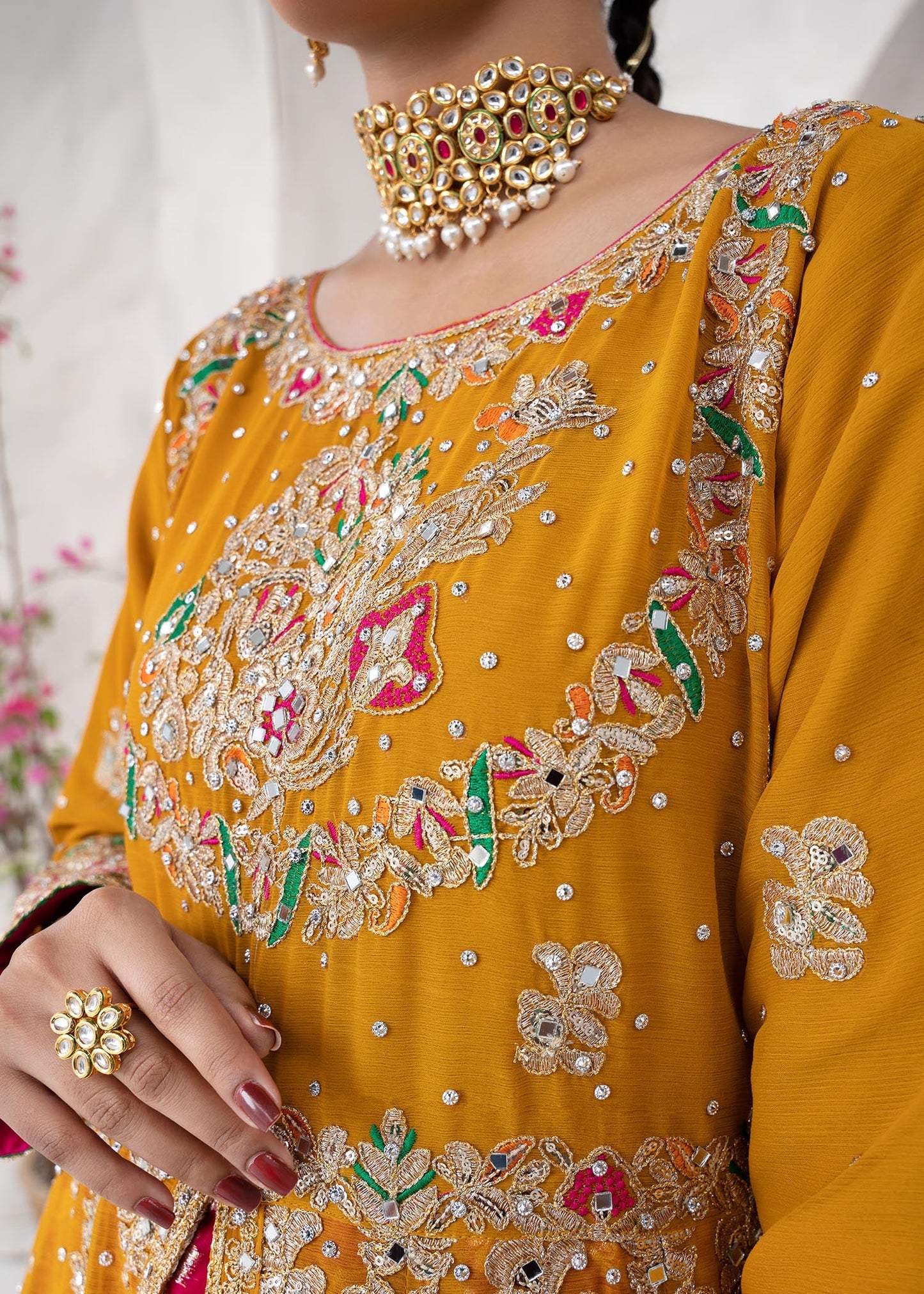 Multi Colored Hand Embellished Chiffon Maxi Online in Dubai DXB UAE Abudhabi Meena Bazaar