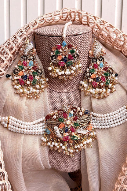 Multi-Colored Stone Choker Jewellery Set Online in Dubai UAE Abudhabi Ajman Sharjah