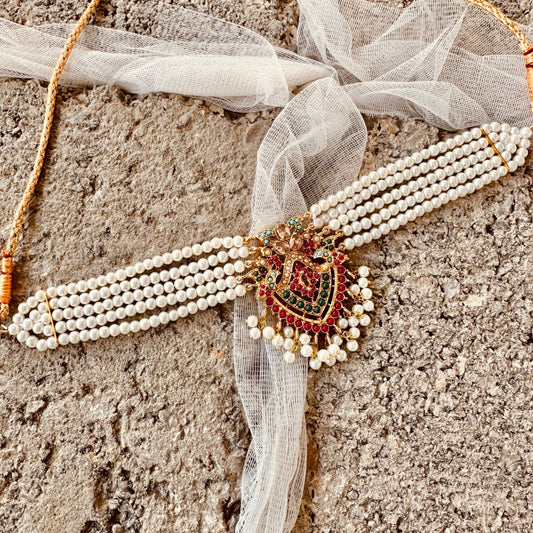 Multi Colour Gemstone Choker Jewellery Set Online in KSA Riyadh Saudi Arabia Oman Bahrain Qatar