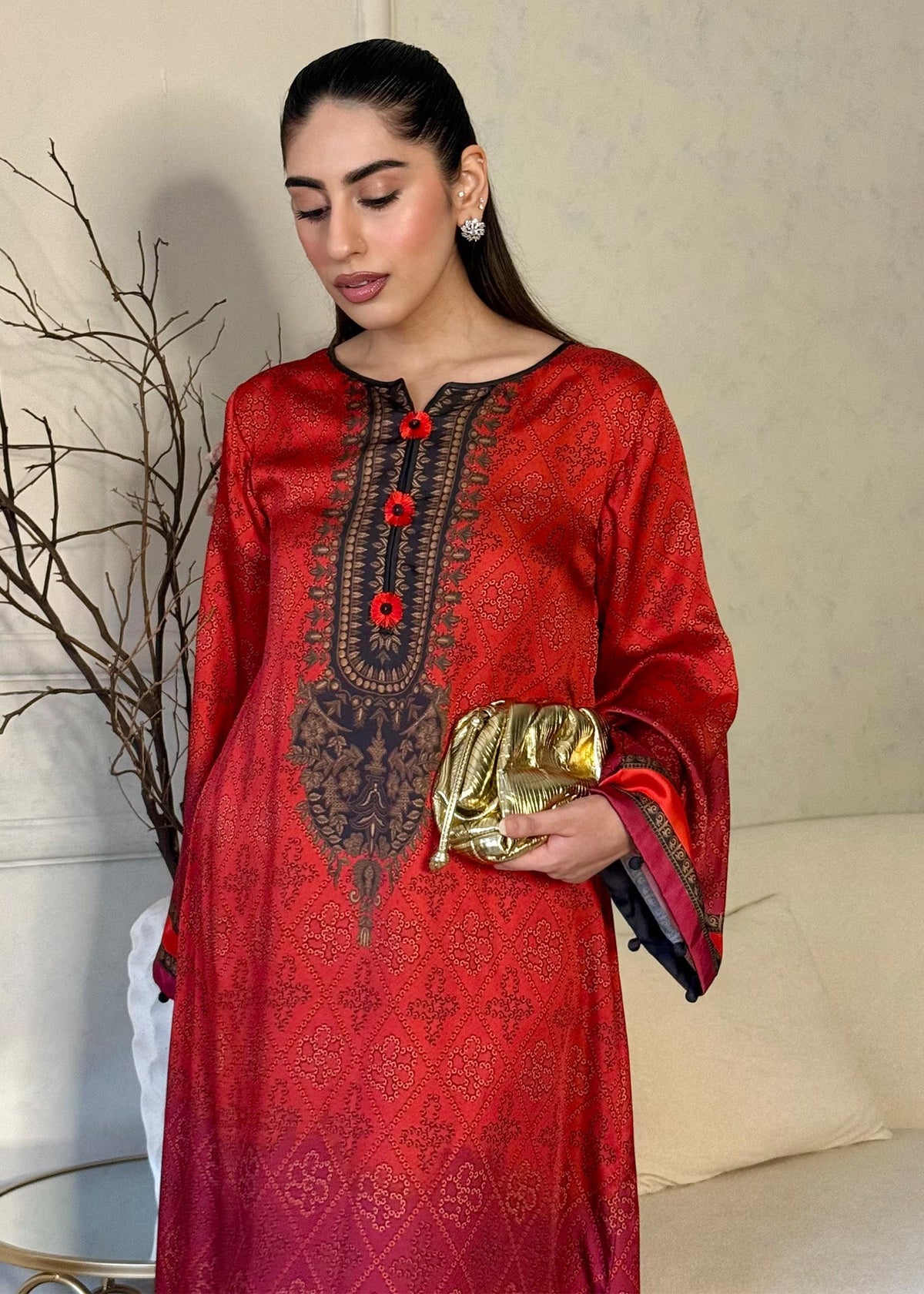 Multi Colour Printed Satin Silk Kaftan Online in Sri Lanka India Australia