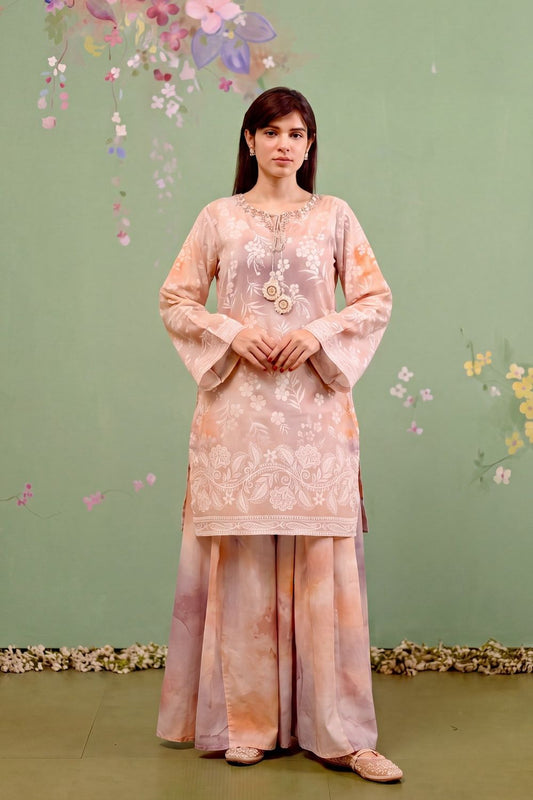 Multi Embellished Lawn Sharara Suit Online in Dubai UAE Abudhabi Ajman Sharjah