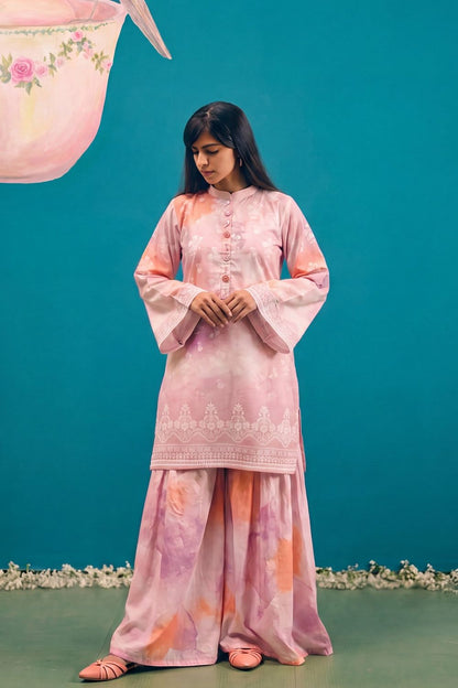 Multi Embellished Lawn Sharara Suit Online in Dubai UAE Abudhabi Ajman Sharjah