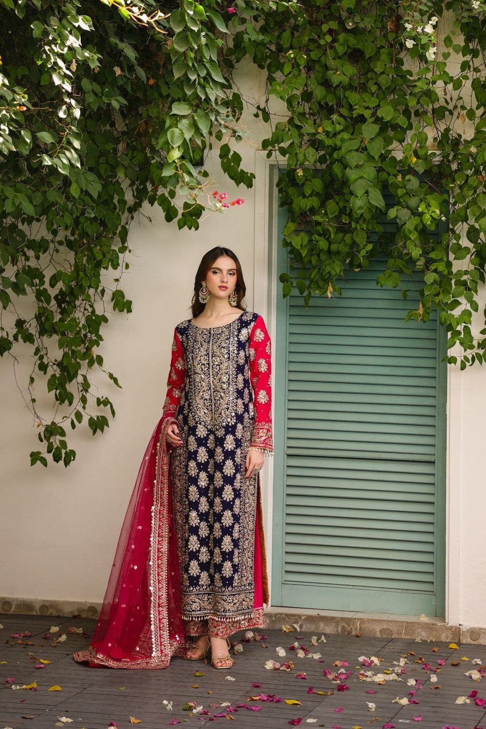 Multi Embroidered Chiffon Festive Partywear Suit Online in Dubai UAE Abudhabi Ajman Sharjah