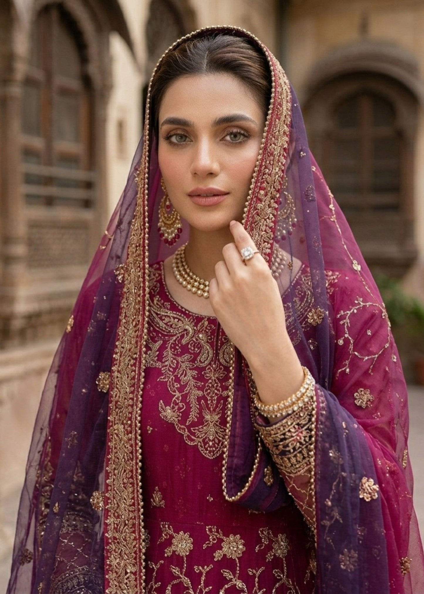 Multi Embroidered Chiffon Festive Wear Suit Online in Dubai DXB UAE Abudhabi Meena Bazaar