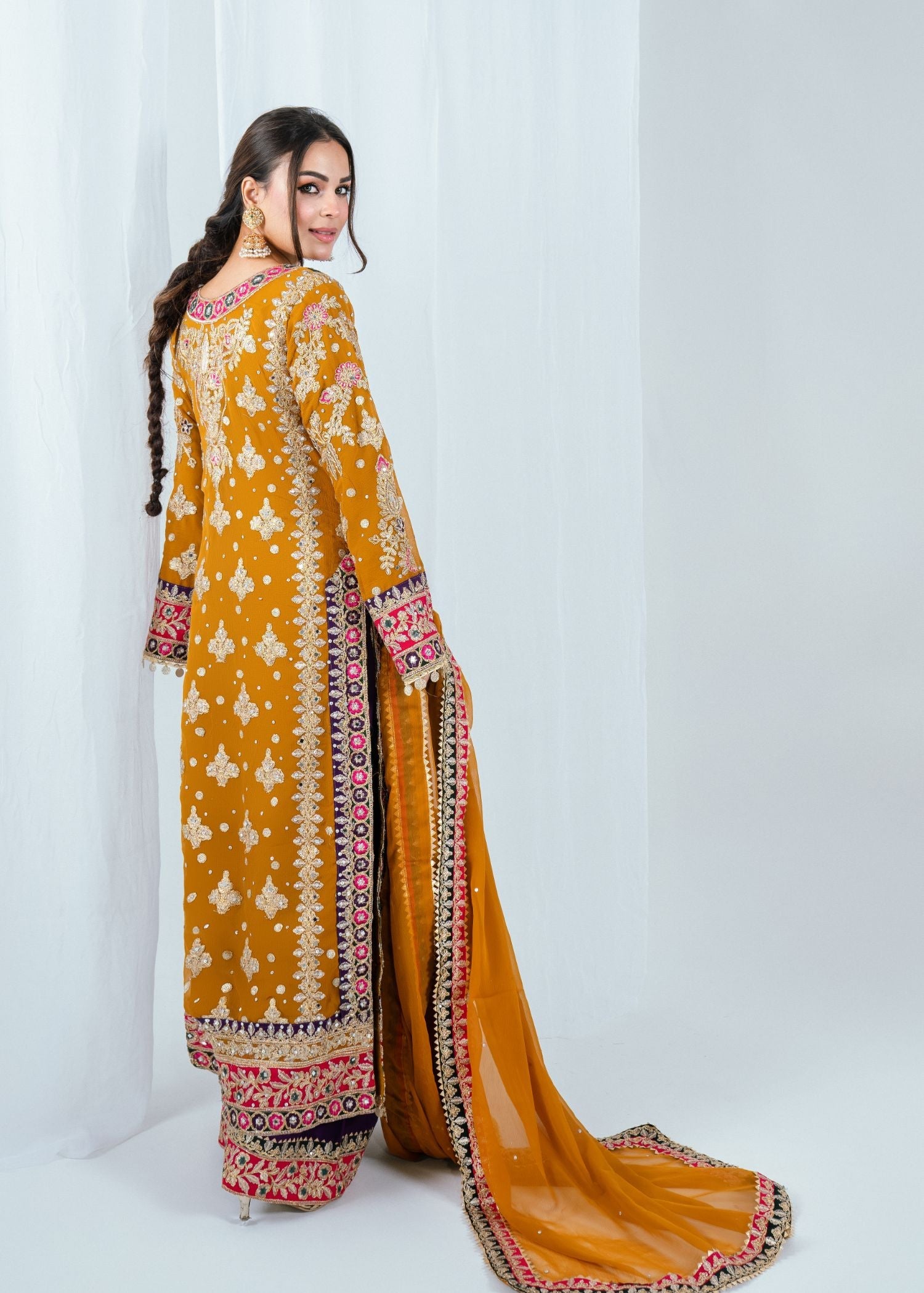 Multi Embroidered Chiffon Formal Wear Online in Dubai DXB UAE Abudhabi Meena Bazaar