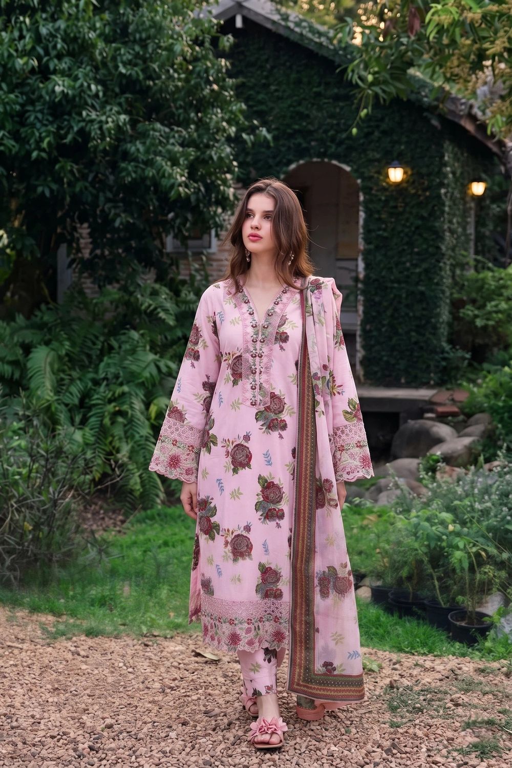 Multi Embroidered Lawn Kurta Suit Online in Dubai UAE Abudhabi Ajman Sharjah