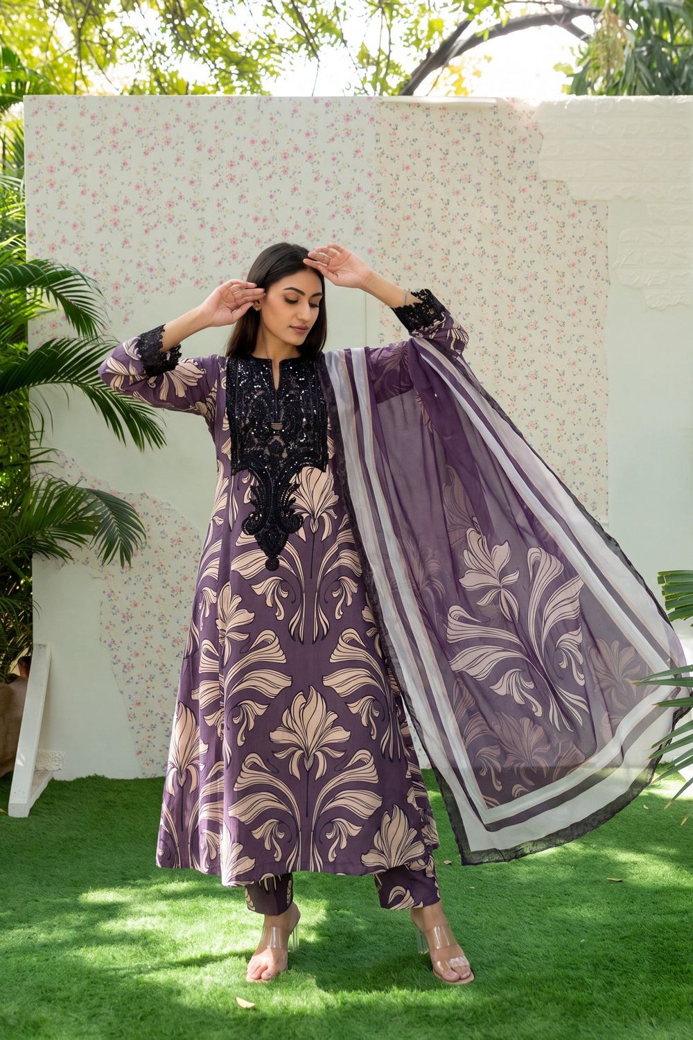 Multi Embroidered Lawn Pishwas Salwar Suit Online in Dubai UAE Abudhabi Ajman Sharjah