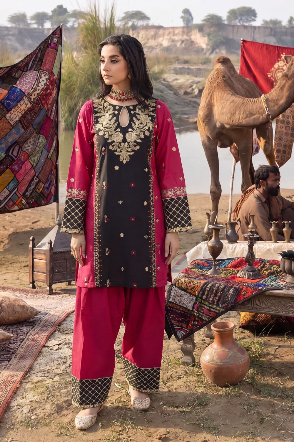 Multi Embroidered Lawn Shalwar Kameez Online in Dubai UAE Abudhabi Ajman Sharjah