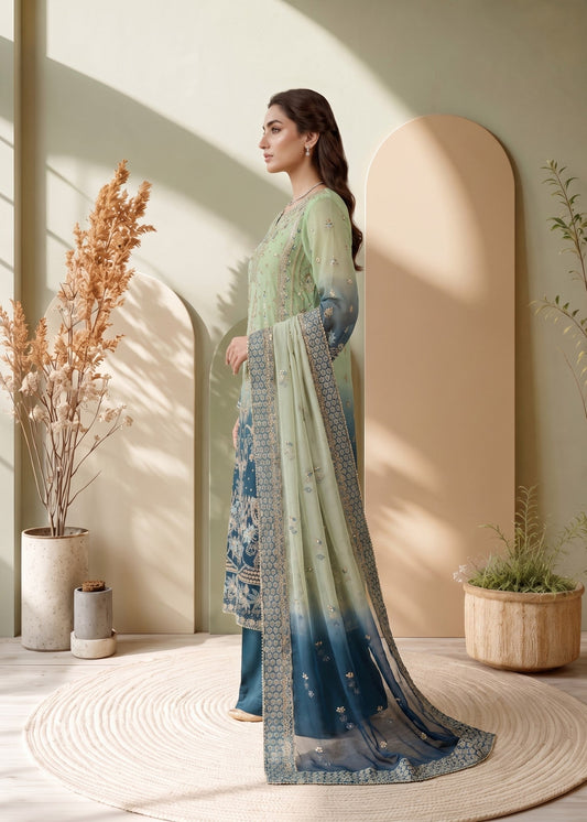 Multi Embroidered Organza Partywear Salwar Suit Online in Sri Lanka India Australia